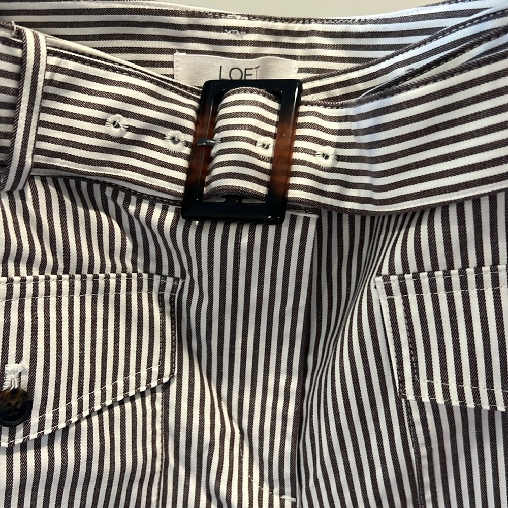 LOFT 8T striped pants with adjustable belt NWT - Picture 5 of 9